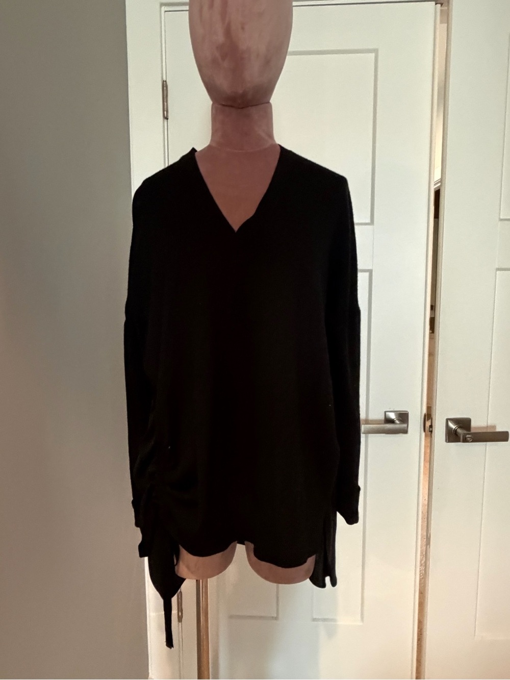 All Saints Black V-Neck Button-Front Blouse